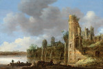 ₴ Репродукція краєвид від 276 грн.: Зруйнований замок біля річки