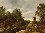 ₴ Картина пейзаж известного художника от 199 грн: Пейзаж с крестьянами, отдыхающими у водяной мельницы