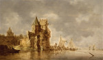 ₴ Картина пейзаж известного художника от 184 грн: Речной пейзаж с разрушенной прибрежной крепостью