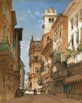 ₴ Картина городской пейзаж художника от 205 грн.: Корсо Сант-Анастасия с палаццо Маффеи в Вероне