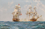 ⚓Репродукция морской пейзаж от 179 грн.: Бристольский капер Цезарь атакует французский фрегат