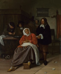 ₴ Картина бытовой жанр известного художника от 234 грн.: Интерьер с мужчиной, предлагающий устрицу женщине