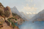 ₴ Картина пейзаж художника от 184 грн.: Гандрия на озере Лугано