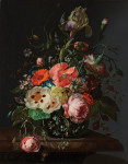 ₴ Репродукція натюрморт від 247 грн.: Натюрморт з квітами на мармуровому столі