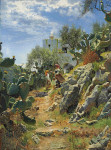 ₴ Репродукция пейзаж от 196 грн.: Полдень, кактусы на плантации, Капри