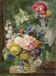 ₴ Картина натюрморт відомого художника від 196 грн.: Букет квітів у вазі з пташиним гніздом