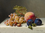 ₴ Картина натюрморт художницы от 212 грн.: Натюрморт с виноградом, фундуком, персиком и сливой