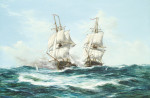 ₴ Картина батального жанра современного художника от 185 грн.: Бой между "Фролик" и американским кораблем "Уосп", 18 октября 1812