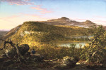 ₴ Репродукция пейзаж от 348 грн.: Утро, вид на два озера и горный дом, горы Катскилл