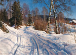 ₴ Репродукция пейзаж от 236 грн.: Освещенный солнцем зимний пейзаж