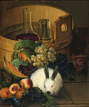 ₴ Репродукция натюрморт от 232 грн.: Натюрморт с виноградом и белым зайцем