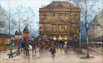 ₴ Картина городской пейзаж известного художника от 206 грн.: Выход из театра Амбигу-Комик, бульвар Сен-Мартен, Париж