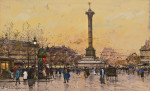₴ Картина городской пейзаж известного художника от 200 грн.: Площадь Бастилии