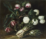 ₴ Картина натюрморт художника от 273 грн.: Ваза с цветами и двумя гроздьями спаржи