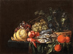 ₴ Картина натюрморт відомого художника від 249 грн.: Натюрморт з гронами винограду, устрицями, лобстерами, шейкер і келих наповнений білим вином