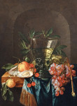 ₴ Картина натюрморт відомого художника від 206 грн.: Натюрморт з роммером, виноградом, вишнею, апельсином і устрицями