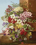 ₴ Картина натюрморт художницы от 245 грн.: Щедрость цветов на каменном выступе