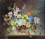 ₴ Картина натюрморт известного художника от 280 грн.: Букет цветов в стеклянной вазе