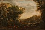₴ Картина пейзаж художника от 218 грн: Лесной пейзаж с пастухами