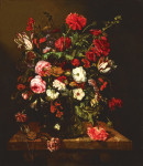₴ Картина натюрморт известного художника от 230 грн.: Цветочный натюрморт с часами