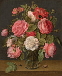 ₴ Картина натюрморт известного художника от 183 грн.: Розы в стеклянной вазе