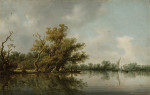 ₴ Картина пейзаж відомого художника від 218 грн: Берег річки зі старими деревами