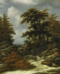 ₴ Репродукция пейзаж от 237 грн.: Лесной пейзаж с водопадом