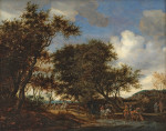 ₴ Картина пейзаж известного художника от 255 грн.: Краєвид з мандрівниками, їхні коні на водопої
