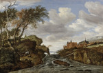 ₴ Картина пейзаж відомого художника від 236 грн: Скелястий пейзаж з водоспадом