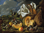 ₴ Картина натюрморт відомого художника від 206 грн.: Гарбуз, інжир, мех вина і корзина