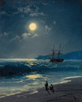 ⚓Картина морской пейзаж известного художника от 245 грн.: Парусник в спокойном море при лунном свете