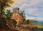 ₴ Картина пейзаж известного художника от 242 грн.: Краєвид з руїнами, анімований фігурами