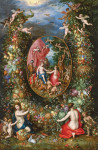 ₴ Картина натюрморт известного художника от 228 грн.: Гірлянда з фруктів, навколишнє зображення Кібели, яка отримує дари від уособлень чотирьох пір року