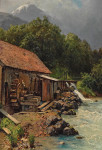 ₴ Картина пейзаж художника от 206 грн.: Мельница на горном ручье