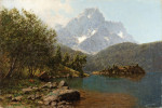 ₴ Картина пейзаж художника от 210 грн.: Озеро Айбзее возле Гармиша с горой Цугшпитце