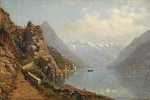 ₴ Картина пейзаж художника от 210 грн.: Озеро Лекко, недалеко от Варенны