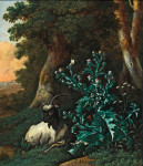 ₴ Картина пейзаж художника от 228 грн.: Лесной пейзаж с козой и чертополохом