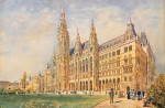 ₴ Репродукция городской пейзаж от 211 грн.: Венская ратуша и Ратушная площадь с фигурами
