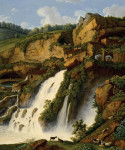 ₴ Купить репродукцию пейзаж от 232 грн.: Вид на водопад в Анитрелле с пасущимися поблизости козами