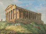 ₴ Купить репродукцию пейзаж от 241 грн.: Вид на храм Конкордии в Агридженто с двумя фигурами и козами на переднем плане