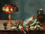 ₴ Репродукция натюрморт от 241 грн.: Натюрморт с таззой с фруктами, дичь, бокалы и кувшин из керамики