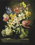 ₴ Картина натюрморт художника от 247 грн.: Натюрморт с нарциссами, тюльпанами и синиями