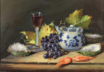 ₴ Картина натюрморт художника от 229 грн.: Натюрморт с сосудами, виноградом и креветками