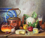 ₴ Картина натюрморт художника от 265 грн.: Натюрморт стола с медным чайником