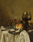 ₴ Картина натюрморт відомого художника від 247 грн.: Натюрморт з устрицями, ремером, фужером, булочкою та оливками