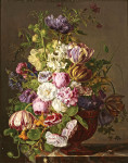 ₴ Купить натюрморт известного художника от 247 грн.: Розы, пионы и другие цветы на выступе