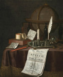 ₴ Репродукція натюрморт від 232 грн.: Натюрморт з глобусом, чорнильницею, свічкою та книгами