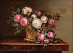₴ Репродукція натюрморт від 229 грн.: Натюрморт з білими та рожевими трояндами в кошику