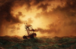 ⚓Репродукция морской пейзаж от 211 грн.:  Колесный пароход в вечернем солнце