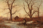 ₴ Репродукция пейзаж от 157 грн.: Зимний пейзаж с собирателем хвороста